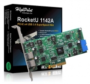 HighPoint 2 External and 2 Internal Ports USB 3.0 PCI-Express 2.0 x4 Card Up to 20Gb/s Transfer Bandwidth Components RocketU 1142A
