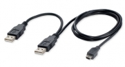 Connectland CL-CAB20042 Dual USB 2.0 Type A to USB Mini 5-Pin Type B x1 Y Data and Power Cable