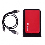 HDE 2.5 SATA External Hard Disk Drive (HDD) Metallic Enclosure (Red)