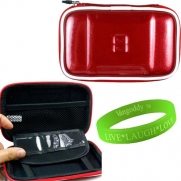 Accessories by VanGoddy Candy Apple Red EVA Hard Cube Carrying Case for Seagate External Portable Hard Drives + VanGoddy LIVE * LAUGH * LOVE Wristband