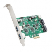 Syba 2 Port USB 3.0 and 2 Port SATA III PCIe 2.0 x 1 Card VLI/ASMedia Chipsets with Standard and Low Profile Brackets SD-PEX50063