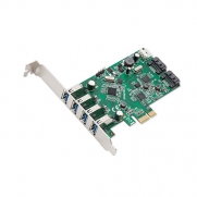 Syba 4 Port USB 3.0 and 2 Port SATA III PCIe 2.0 x 1 Card VLI/ASMedia Chipsets with Standard and Low Profile Brackets SD-PEX50064