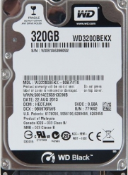 Western Digital 320 GB WD Black SATA III 7200 RPM 16 MB Cache Bulk/OEM Notebook Hard Drive (WD3200BEKX) (Old Model)