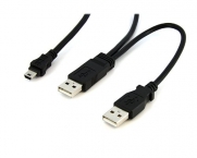StarTech.com USB2HABMY1 1 Feet USB Y Cable for External Hard Drive - USB A to mini B