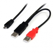 StarTech 3-Feet USB Y Cable for External Hard Drive - Dual USB A to Micro B (USB2HAUBY3)