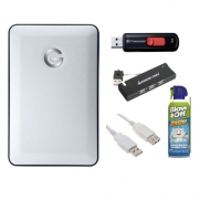 G-Technology G-Drive mobile USB 1 TB Portable USB Drive (0G02874) + 4GB Flash Drive + 4-Port USB 2.0 Hub + Accessory Kit