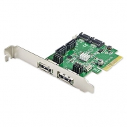Syba 4 Port SATA III RAID HyperDuo PCIe 2.0 x 4 Card Components SD-PEX40054, Green