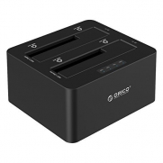 ORICO Dual Bay SATA to USB3.0 External Hard Drive Docking Station for 2.5'' and 3.5'' HDD, SSD with Duplicator/Clone Function [2 x 6TB Support]-Black