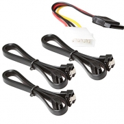 3pack 18-Inch/46CM SATA III 6.0 Gbps Cable with Locking Latch and 90-Degree Plug + 4pin to 15pin sata power cable