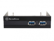 SilverStone FP36B Aluminum Front Panel 2X USB 3.0 Ports with 3.5-Inch to 2X 2.5-Inch Bay Converter Device (Black)