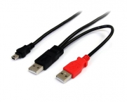 StarTech.com USB2HABMY3 3 Feet USB Y Cable for External Hard Drive - USB A to mini B