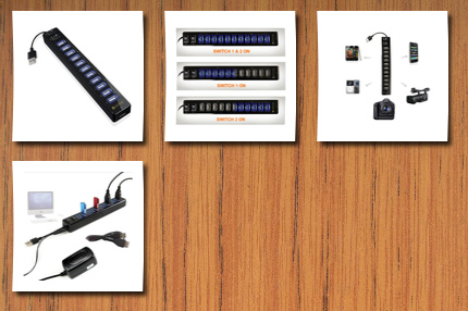 Satechi 12 port usb hub with power adapter & 2 control switches