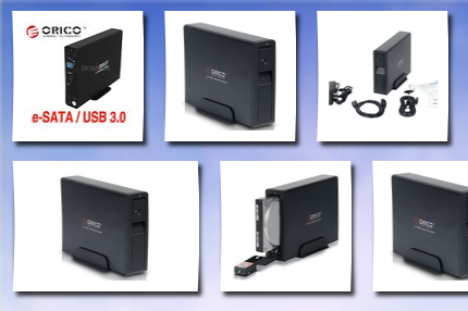 ORICO 3.5 external sata hard drive hdd enclosure with usb 3.0 and esata interface (black & silver)