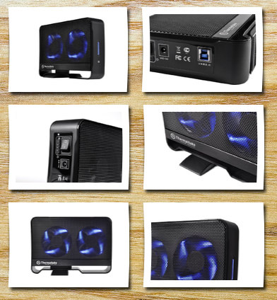 Thermaltake max 5g active cooling hard drive enclosure with two 80mm blue led fans usb 3.0 5.0gbps