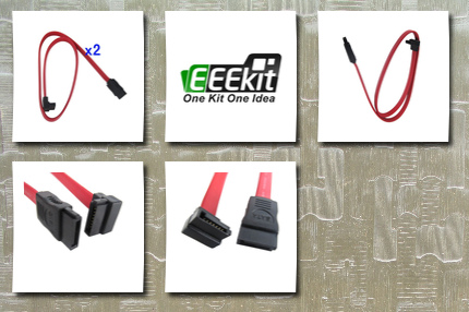 EEEKit bundles for hdd dvd pc, 7 pin sata female data extension cable with one right-angle connector